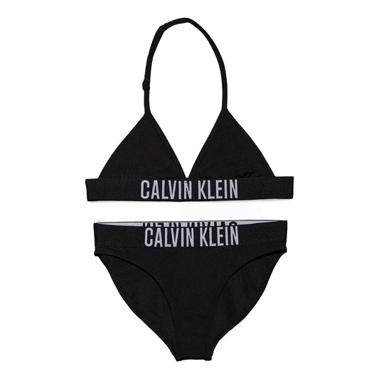Black - Front - Calvin Klein Girls Triangle Cups Two-Piece Swimsuit