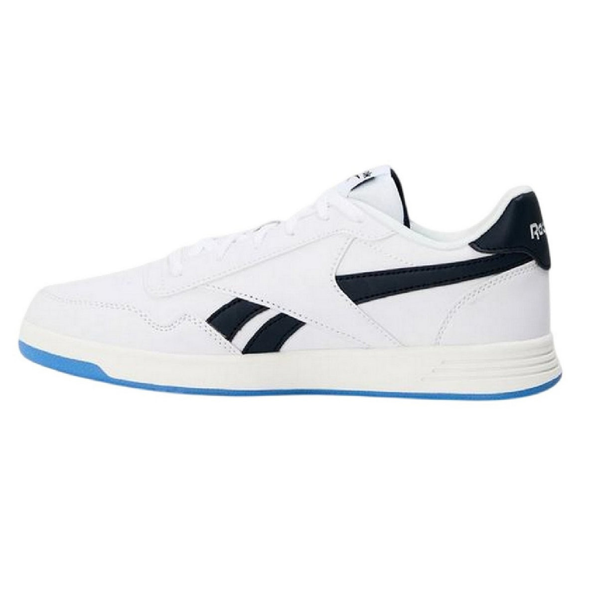 White-Navy - Side - Reebok Unisex Adult Court Advance Leather Flat Trainers