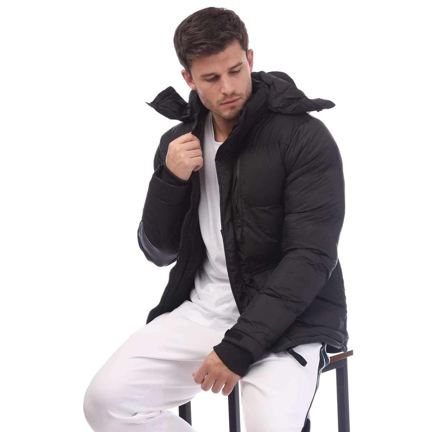 Black - Side - Loyalty & Faith Mens Padded Puffer Jacket