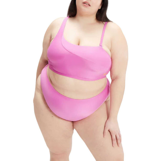 Purple - Front - Speedo Womens-Ladies Asymmetric Plus Bikini Set