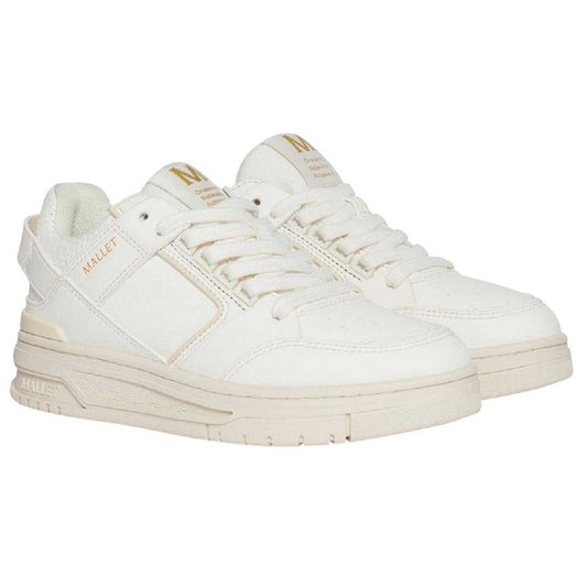 Off White - Front - Mallet Womens-Ladies Compton Leather Low Cut Chunky Flat Trainers