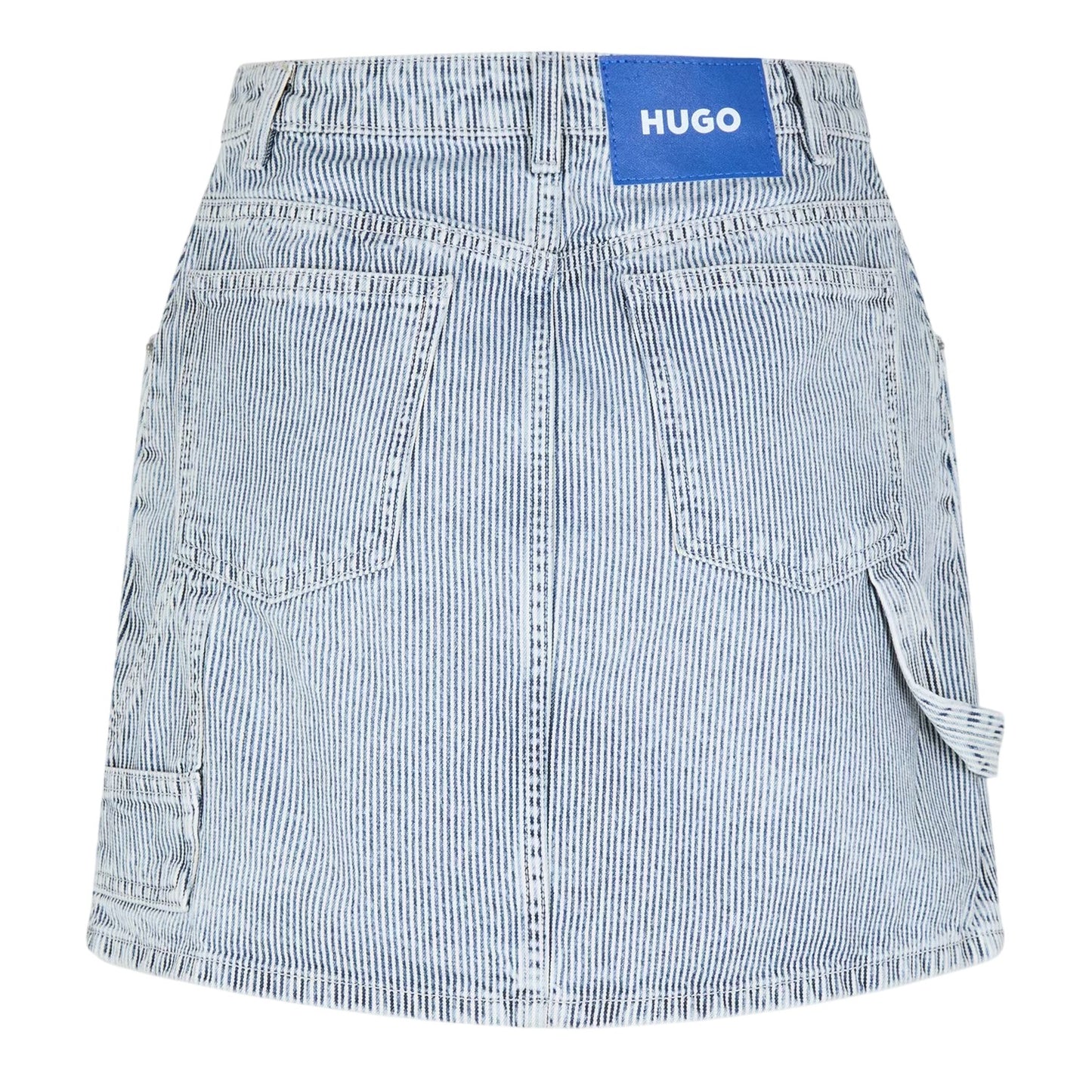 Bright Blue Stripe - Back - Hugo Womens-Ladies Gami Denim Regular Mini Skirt