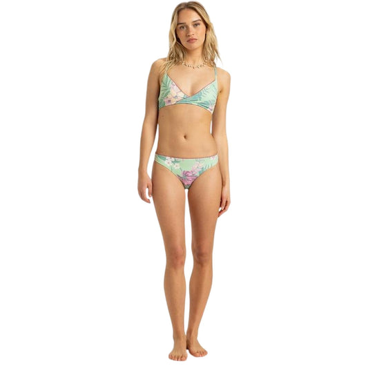 Green - Front - Roxy Womens-Ladies Floral Pattern Triangle Cups Bikini Set