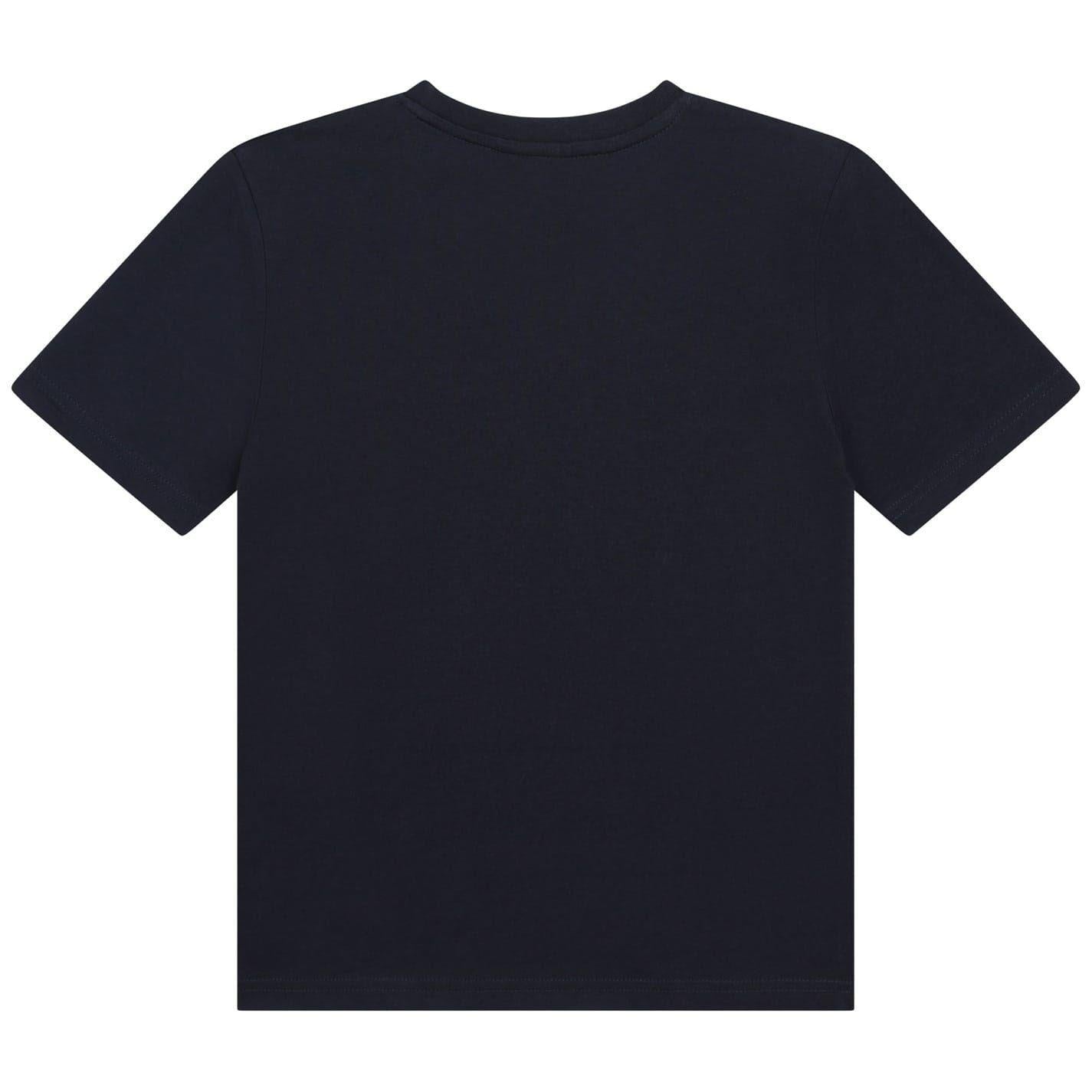Navy - Back - Boss Childrens-Kids Large Logo T-Shirt