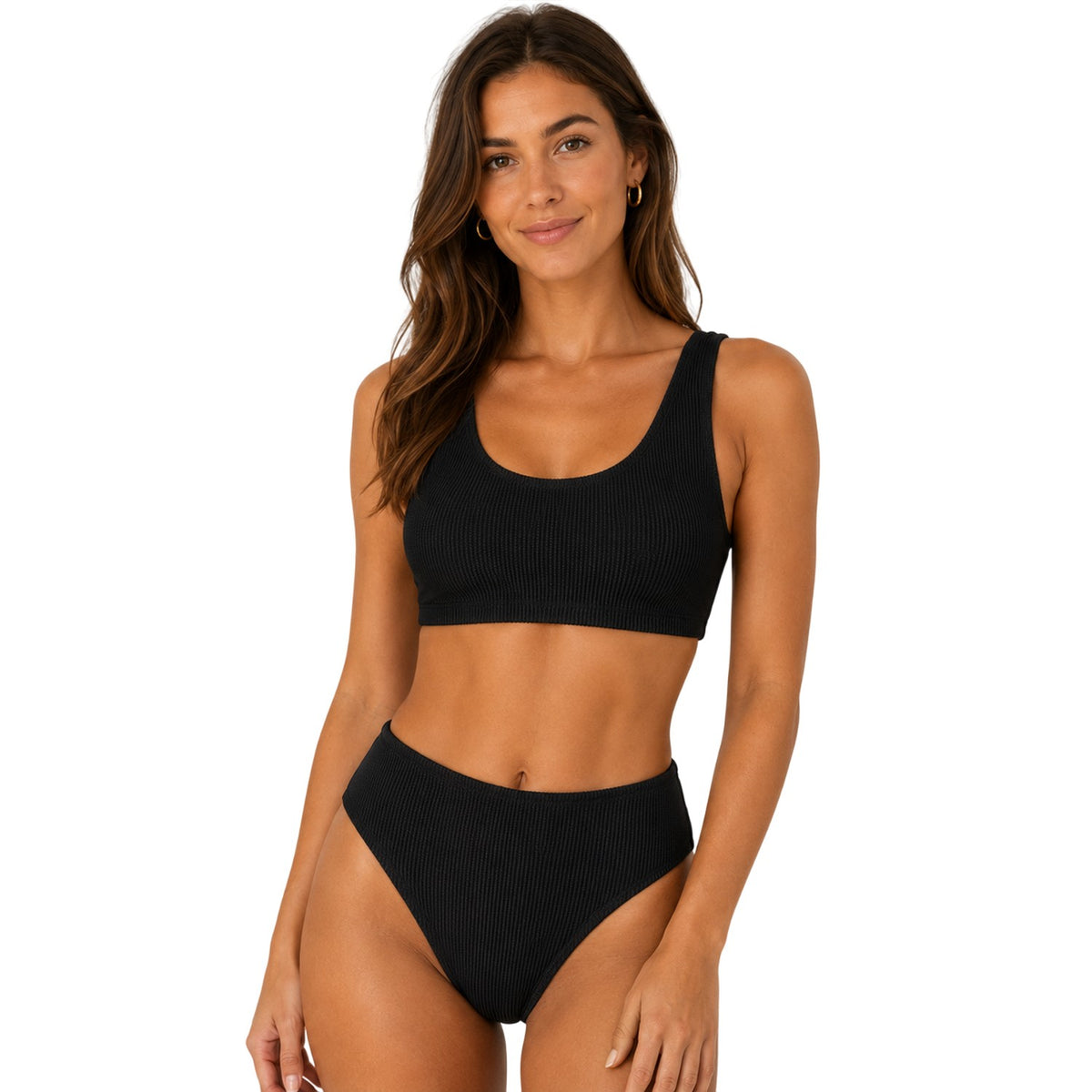 Black - Back - SoulCal Womens-Ladies Ribbed Bikini Set