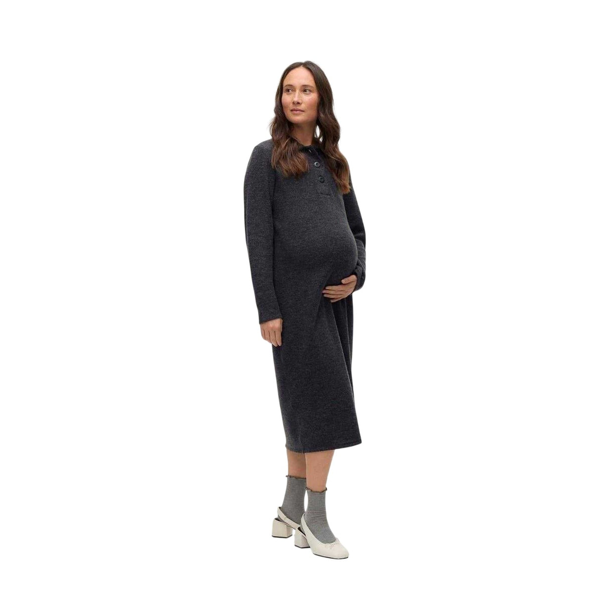 Obsidian Black - Side - Mamalicious Womens-Ladies Vmmebba Maternity Sweater Dress