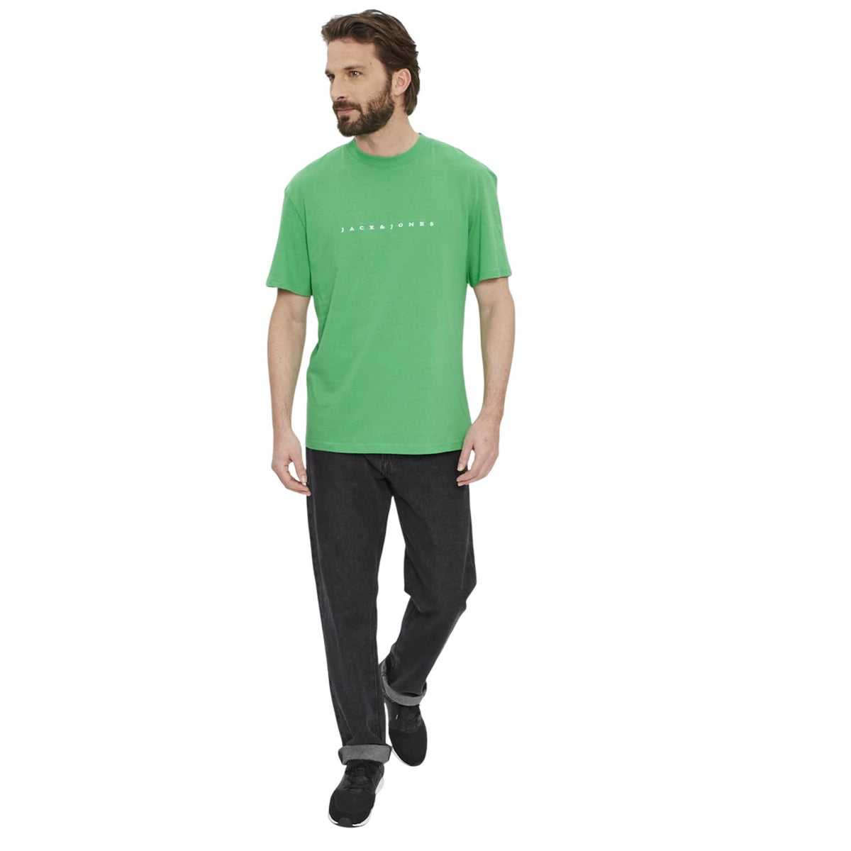 Island Green - Side - Jack And Jones Mens Embroidered Logo Relaxed Fit T-Shirt