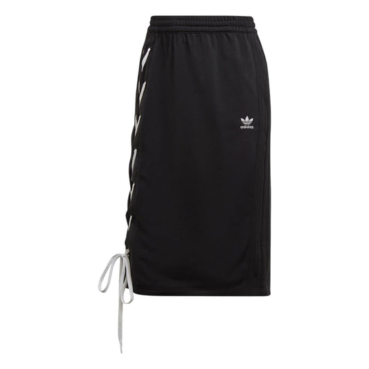 Black - Front - Adidas Womens-Ladies Originals Lace Up Regular Midi Skirt