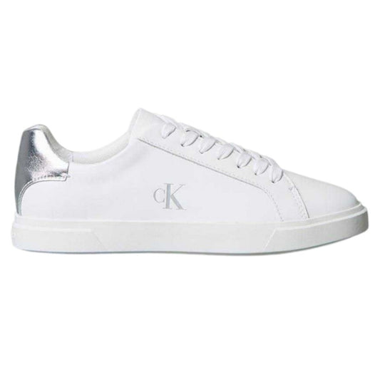 White - Front - Calvin Klein Womens-Ladies Brooke Leather Court Trainers