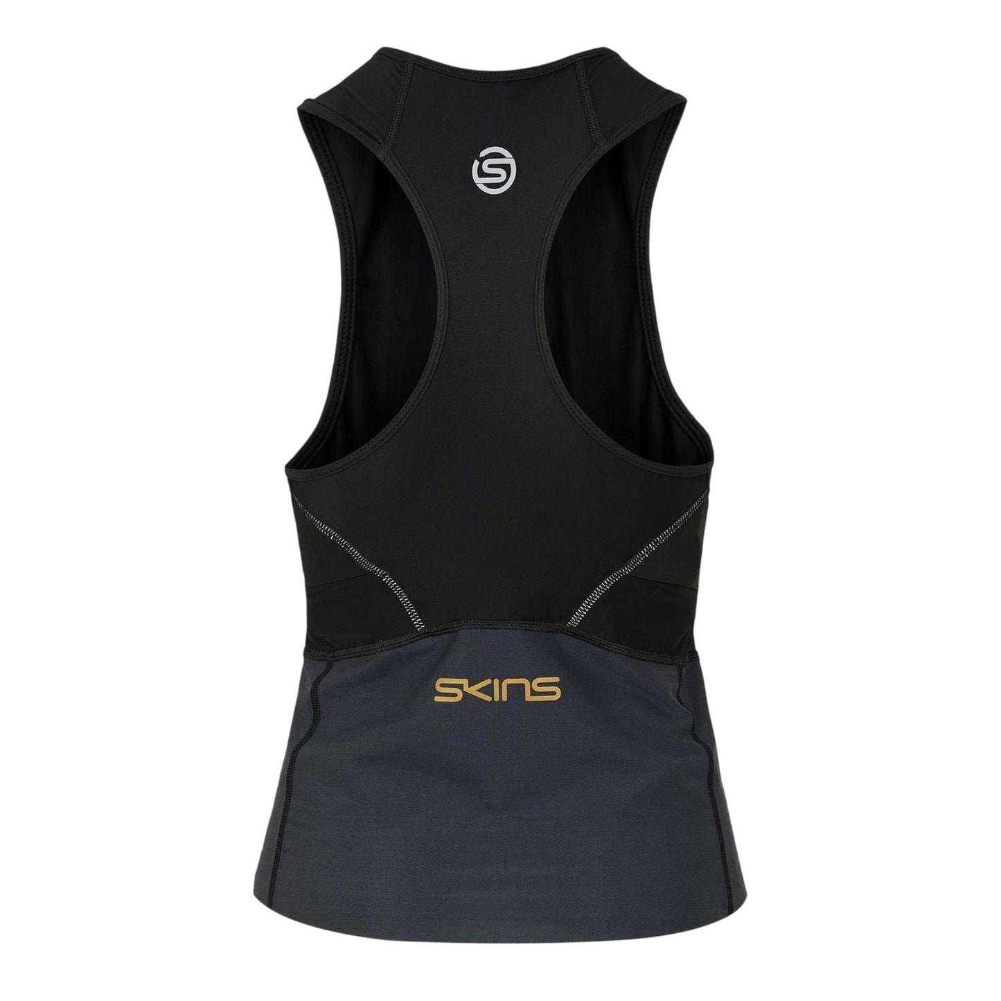 Black - Back - Skins Womens-Ladies Triathlon Vest Top