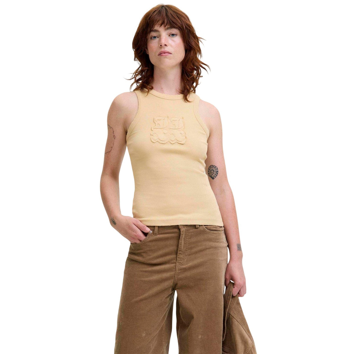 Boulder - Side - JJXX Womens-Ladies Patch Fitted Sleeveless Tank Top