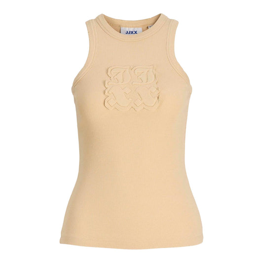Boulder - Front - JJXX Womens-Ladies Patch Fitted Sleeveless Tank Top