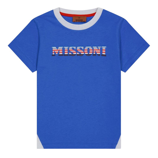 Blue-Red - Front - Missoni Childrens-Kids Logo Regular T-Shirt