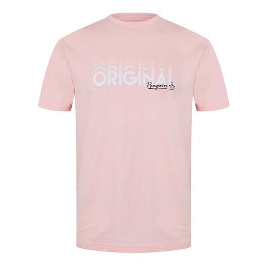Pink - Front - Original Penguin Mens Lettering Crew Neck Regular T-Shirt