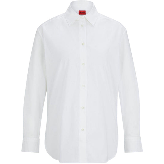 White - Front - Hugo Boss Womens-Ladies Boyfriend Shirt