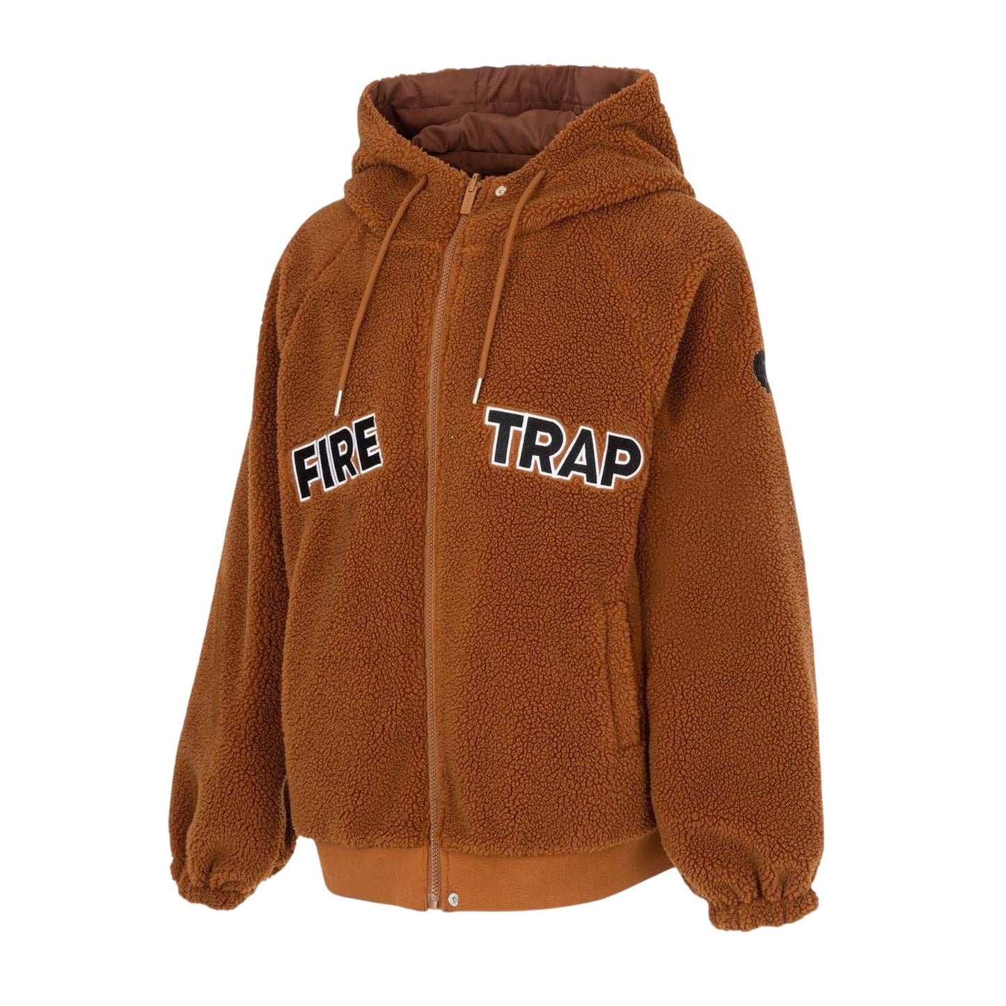 Caramel-Brown - Side - Firetrap Womens-Ladies Teddy Fleece Reversible Jacket