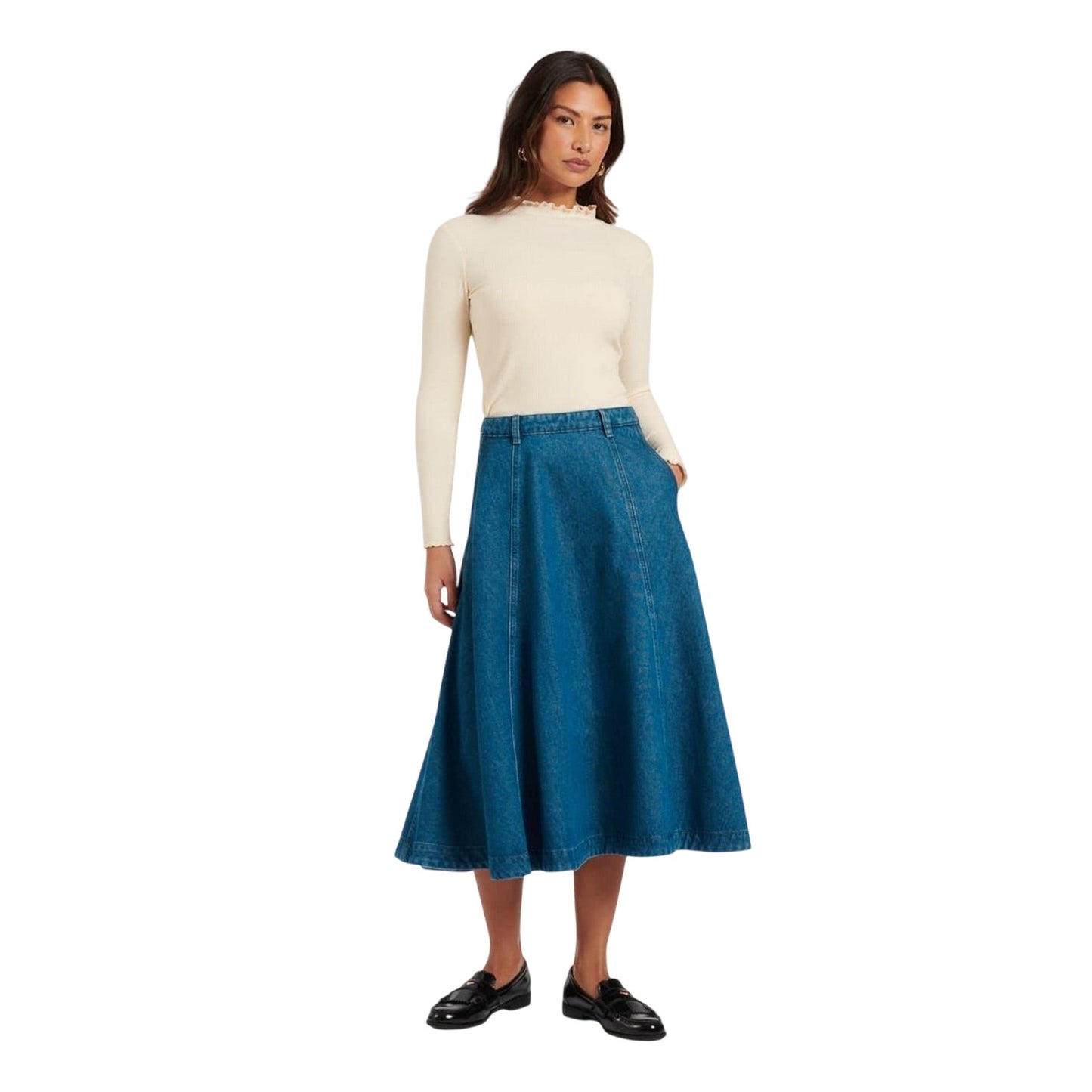Blue - Side - Nobody´s Child Womens-Ladies A-line Midi Skirt
