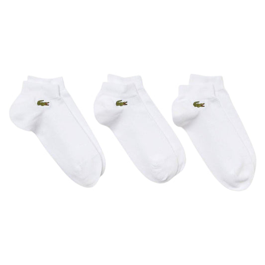 White - Front - Lacoste Mens Embroidered Logo Trainer Socks (Pack of 3)