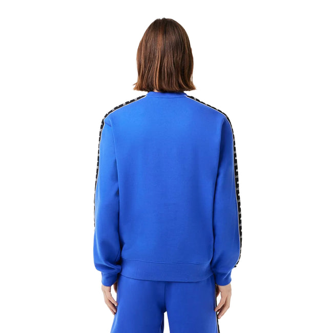 Blue - Back - Lacoste Mens Logo Strip Crew Neck Sweatshirt