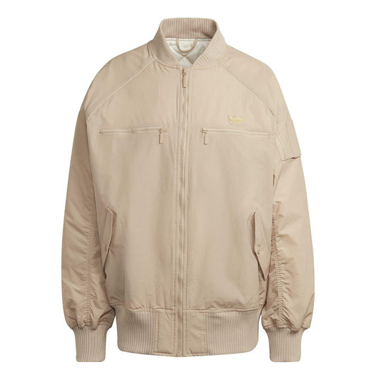 Beige - Front - Adidas Womens-Ladies Funnel Neck Short Bomber Jacket