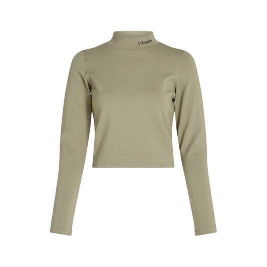 Dust - Front - Calvin Klein Womens-Ladies Milano Logo Mock Neck Crop Top