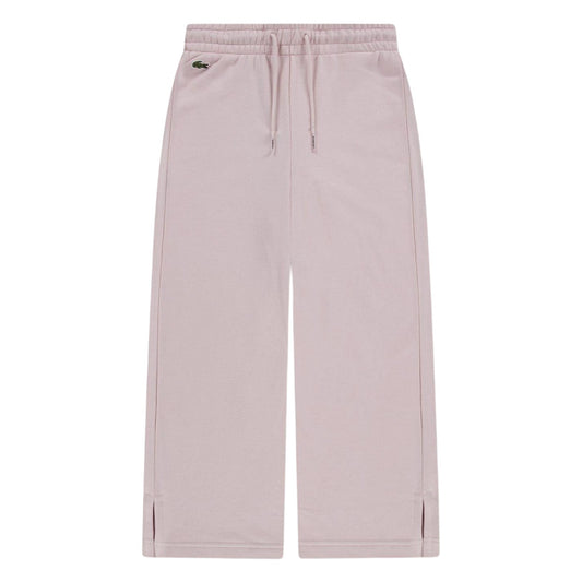Pink - Front - Lacoste Womens-Ladies Logo Wide Leg Sweatpants