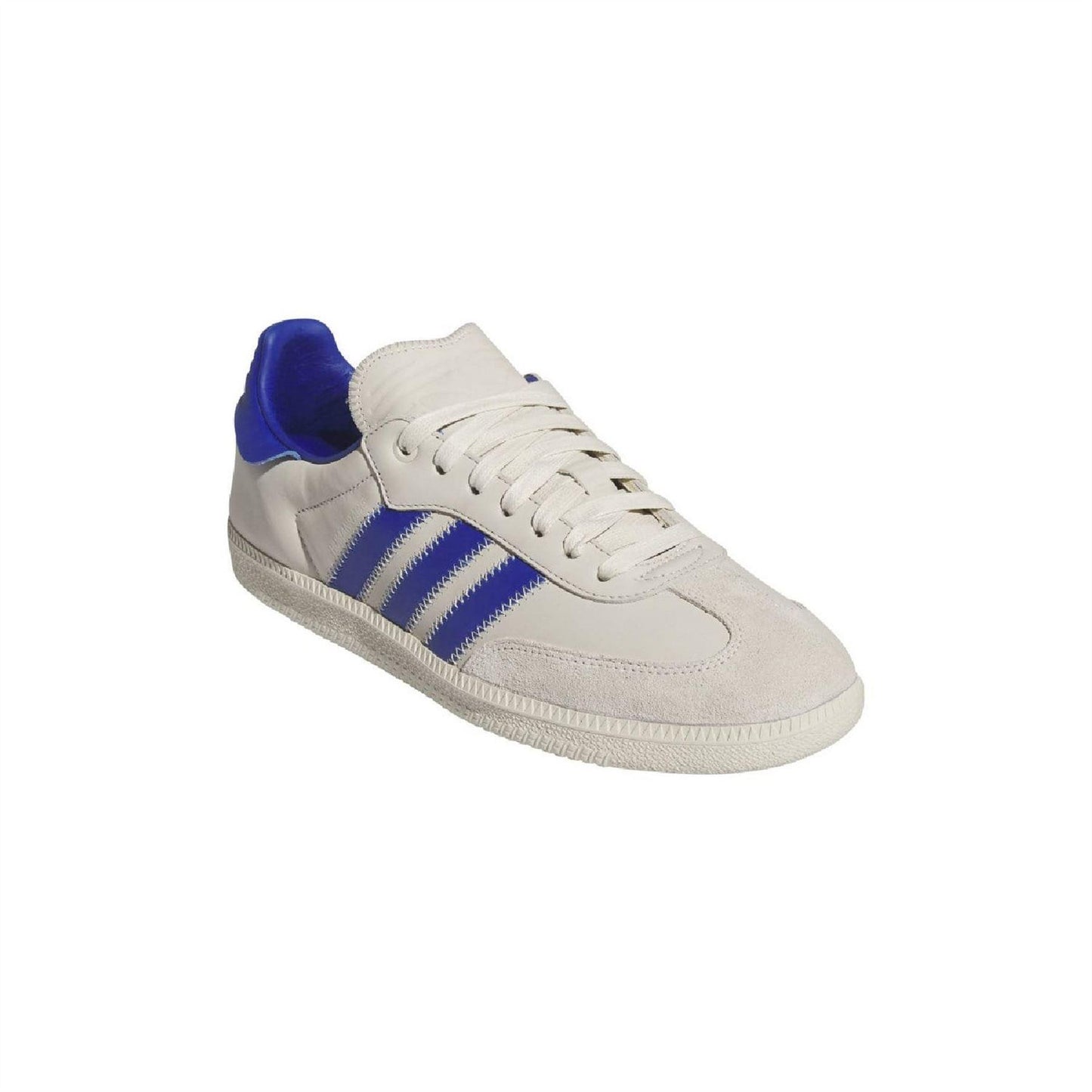 White-Blue - Pack Shot - Adidas Mens Humanrace Samba 3 Stripes Leather Trainers