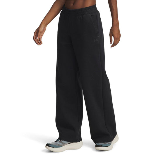 Black - Front - Under Armour Womens-Ladies Wide Leg Sweatpants
