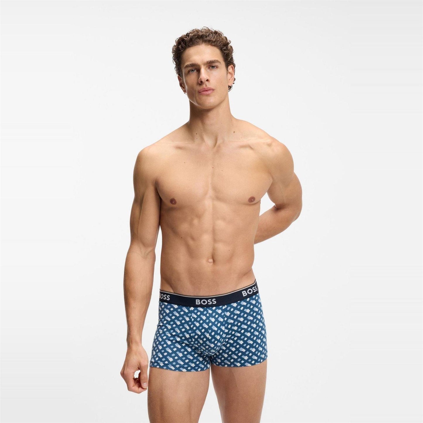 Blue-Dark Blue-Navy Blue - Pack Shot - Boss Mens Bodywear Logo Boxer Shorts (Pack of 3)