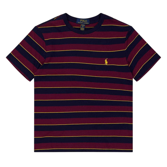 Wine - Front - Ralph Lauren Boys Striped Crew Neck T-Shirt