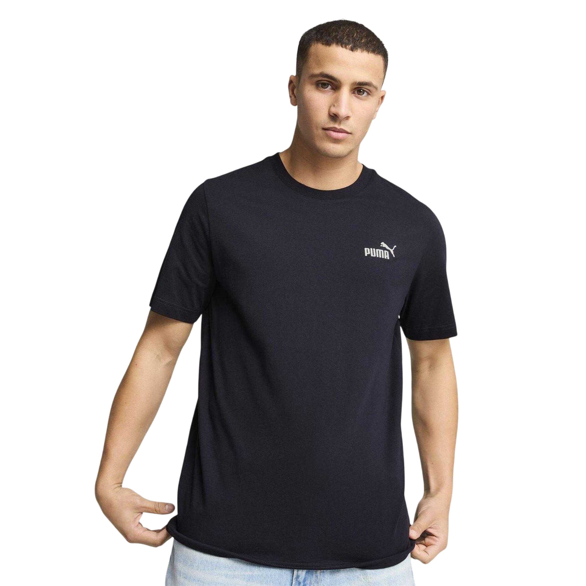 Navy - Side - Puma Mens Essentials Small Logo T-Shirt