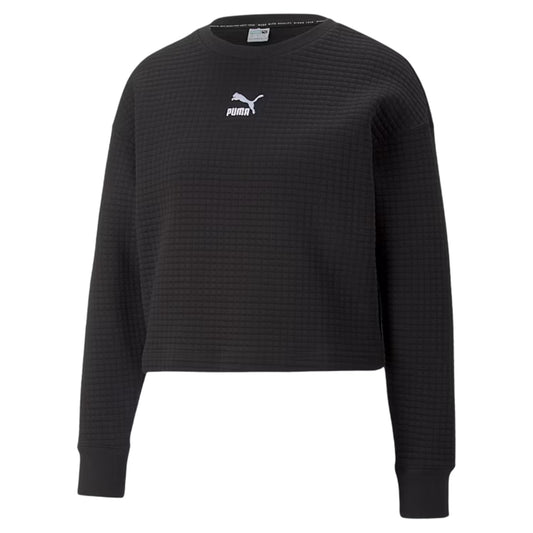 Black - Front - Under Armour Womens-Ladies Unstoppable Quilted Drop Shoulder Regular Long-Sleeved Jumper