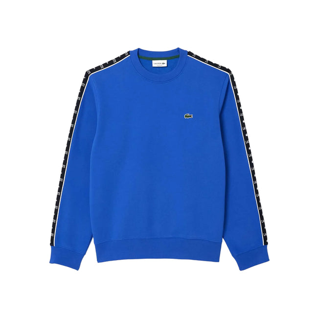 Blue - Front - Lacoste Mens Logo Strip Crew Neck Sweatshirt