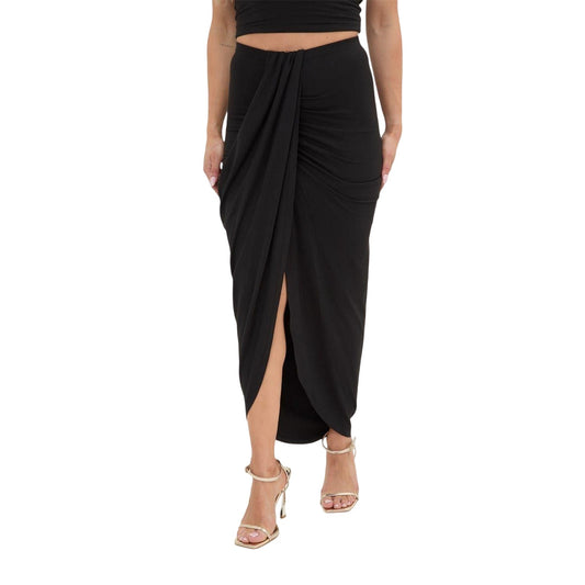 Black - Front - I Saw It First Womens-Ladies Twisted Knot Front Maxi Skirt