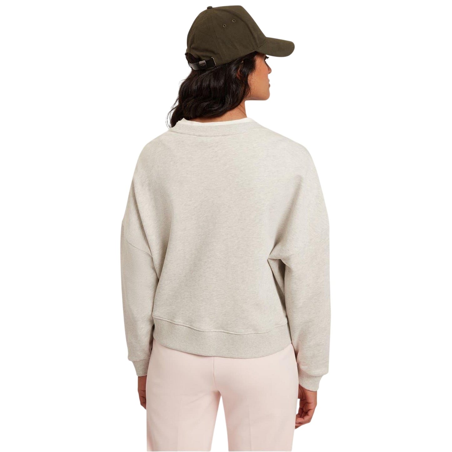 Grey Marl - Back - Ted Baker Womens-Ladies Brookla Floral Embroidery Cotton Blend Sweatshirt