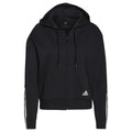 Black - Front - Adidas Womens-Ladies Essentials Striped Loose Fit Full Zip Hoodie