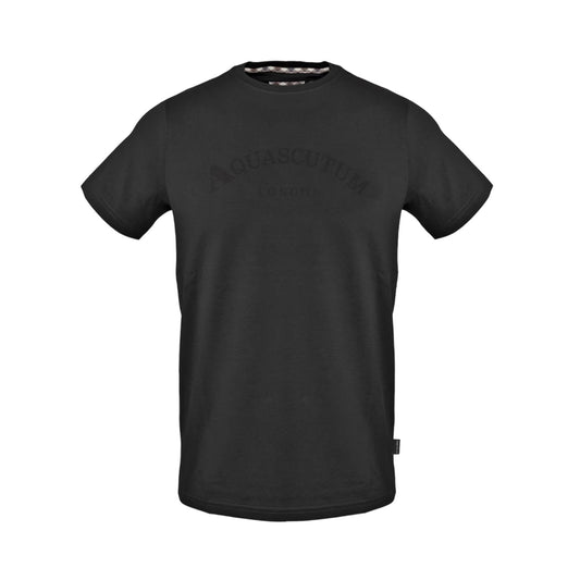 Black - Front - Aquascutum Mens Tonal Logo Jersey T-Shirt