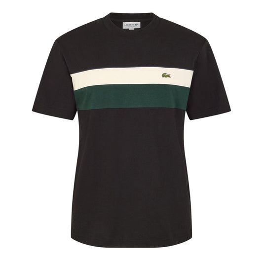 Black - Front - Lacoste Mens Striped Regular T-Shirt