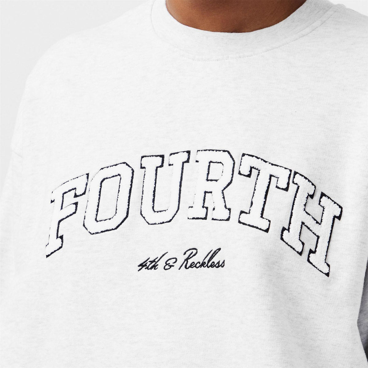 Light Grey - Pack Shot - 4th & Reckless Womens-Ladies Leon Logo Crew Neck Sweatshirt