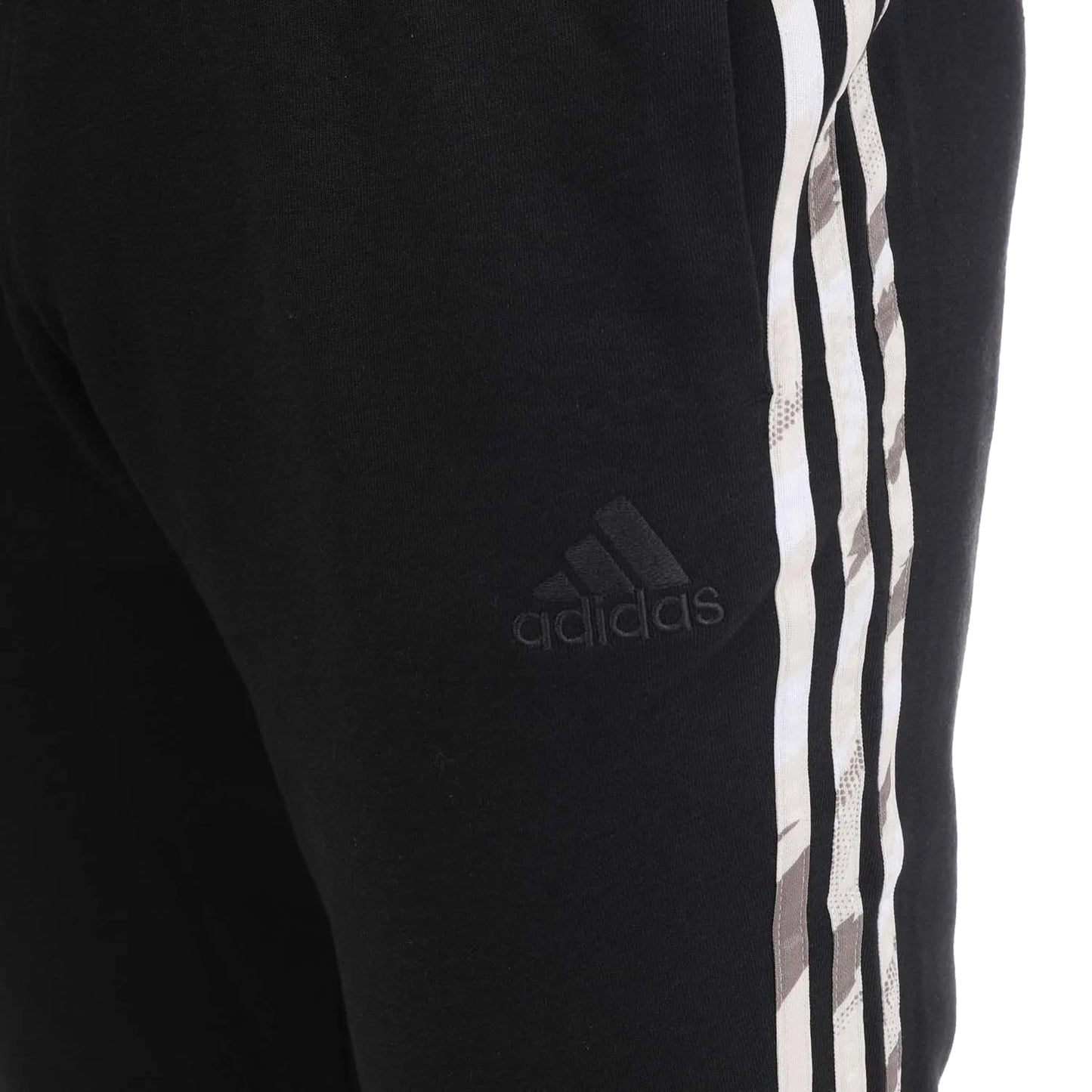 Black - Side - Adidas Mens Essentials French Terry Camo Trousers