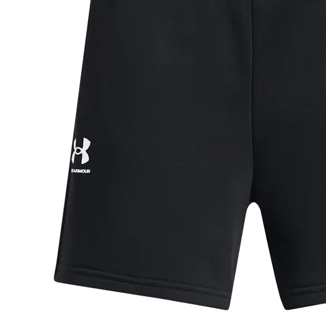 Black - Side - Under Armour Girls Rival Terry Cross Front Shorts