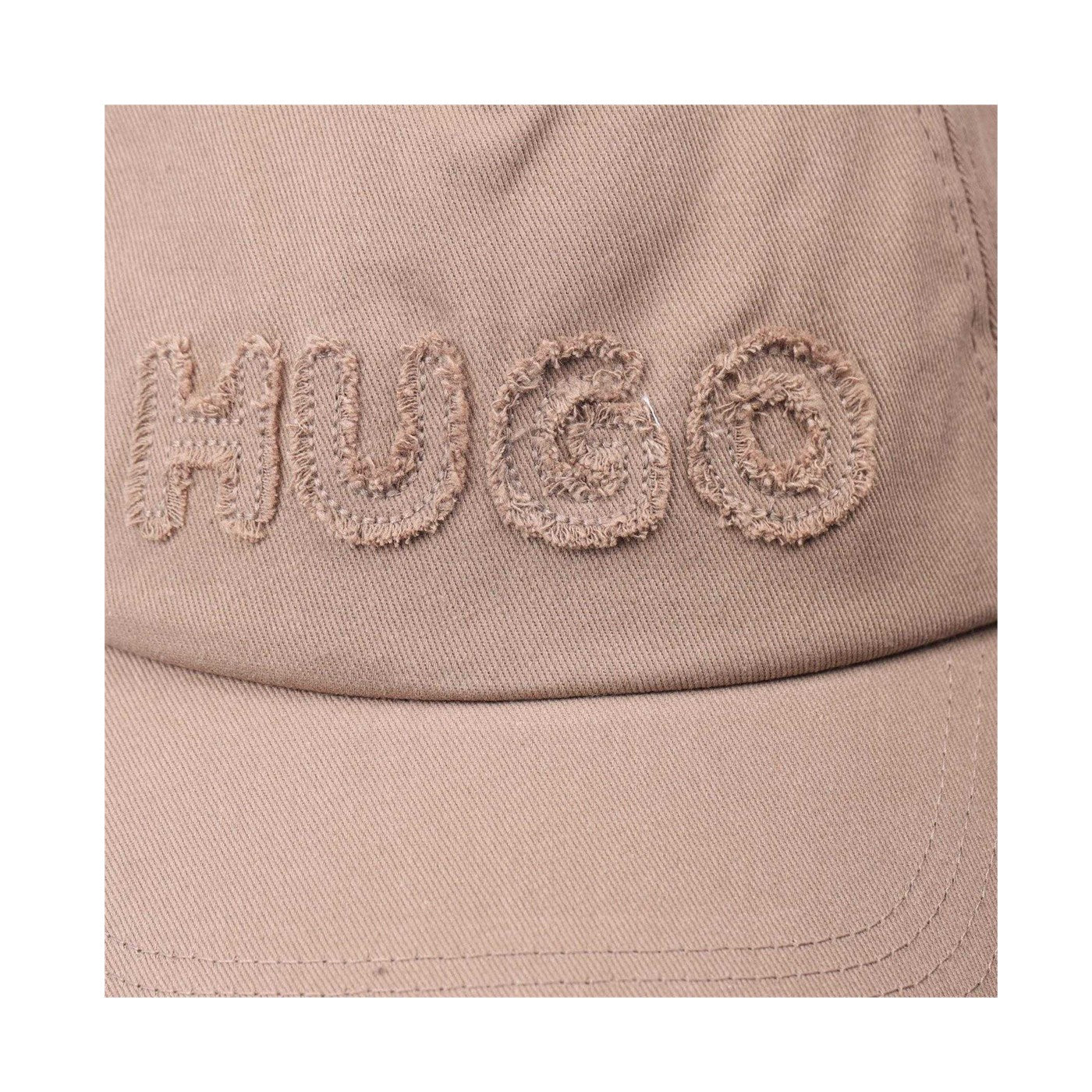 Beige - Pack Shot - Hugo Womens-Ladies Cara-FR Raw Edge Cotton Twill Casual Baseball Cap