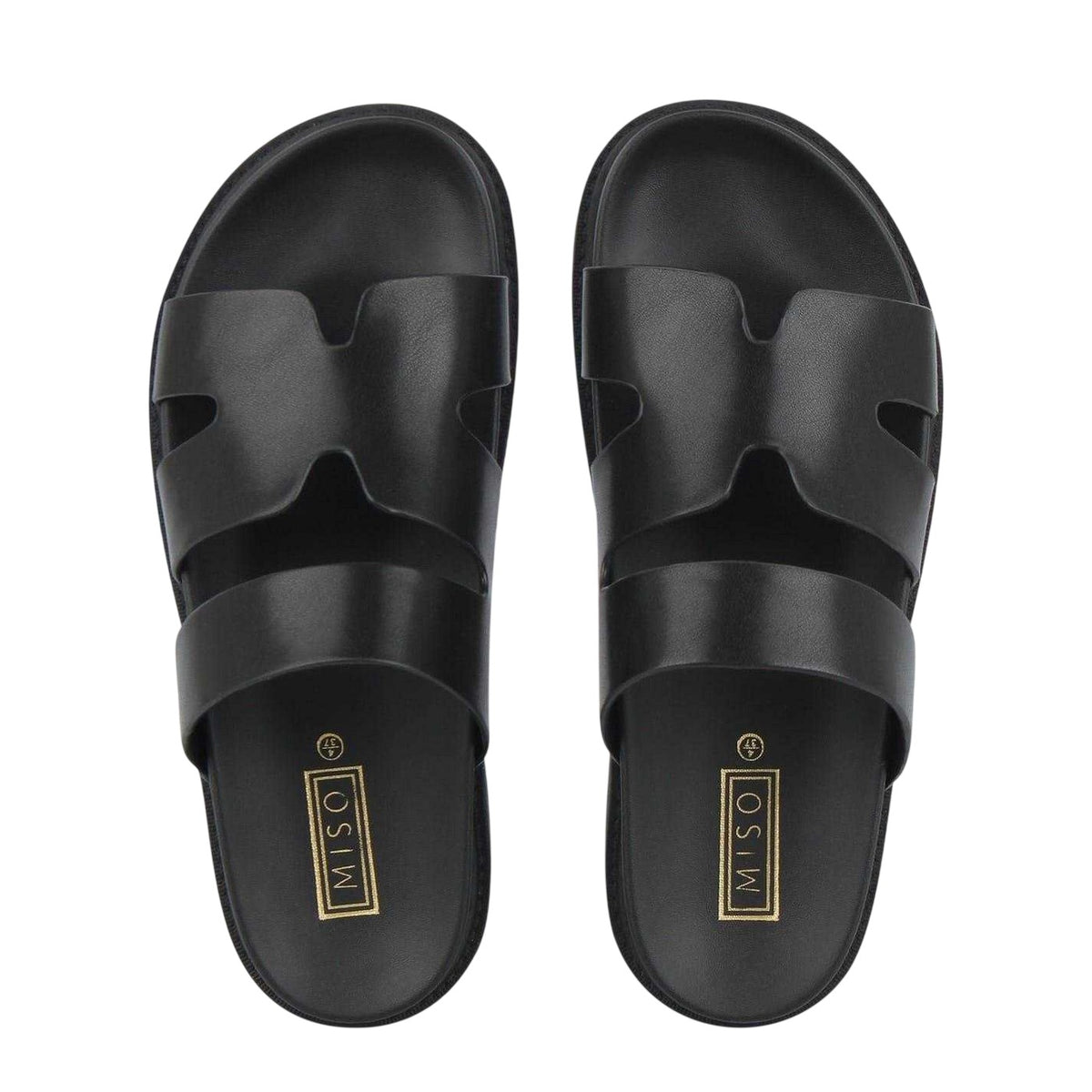 Black - Side - Miso Womens-Ladies Leather Slide