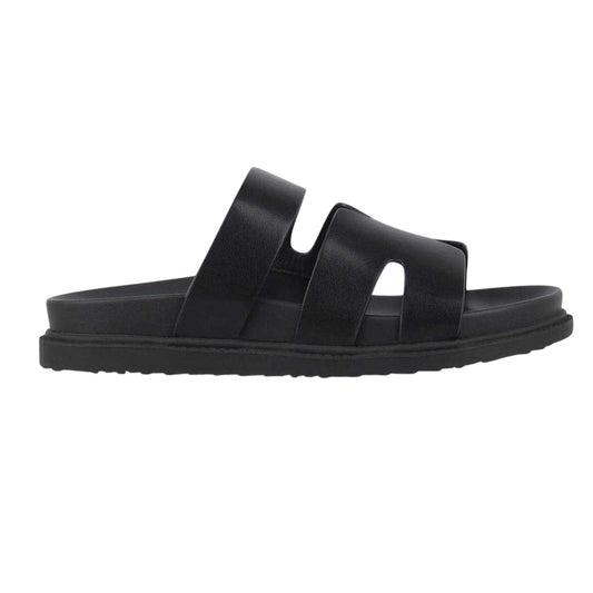 Black - Front - Miso Womens-Ladies Leather Slide