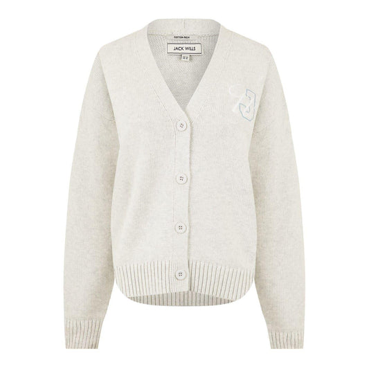 Light Heather - Front - Jack Wills Womens-Ladies Knitted V Neck Cardigan