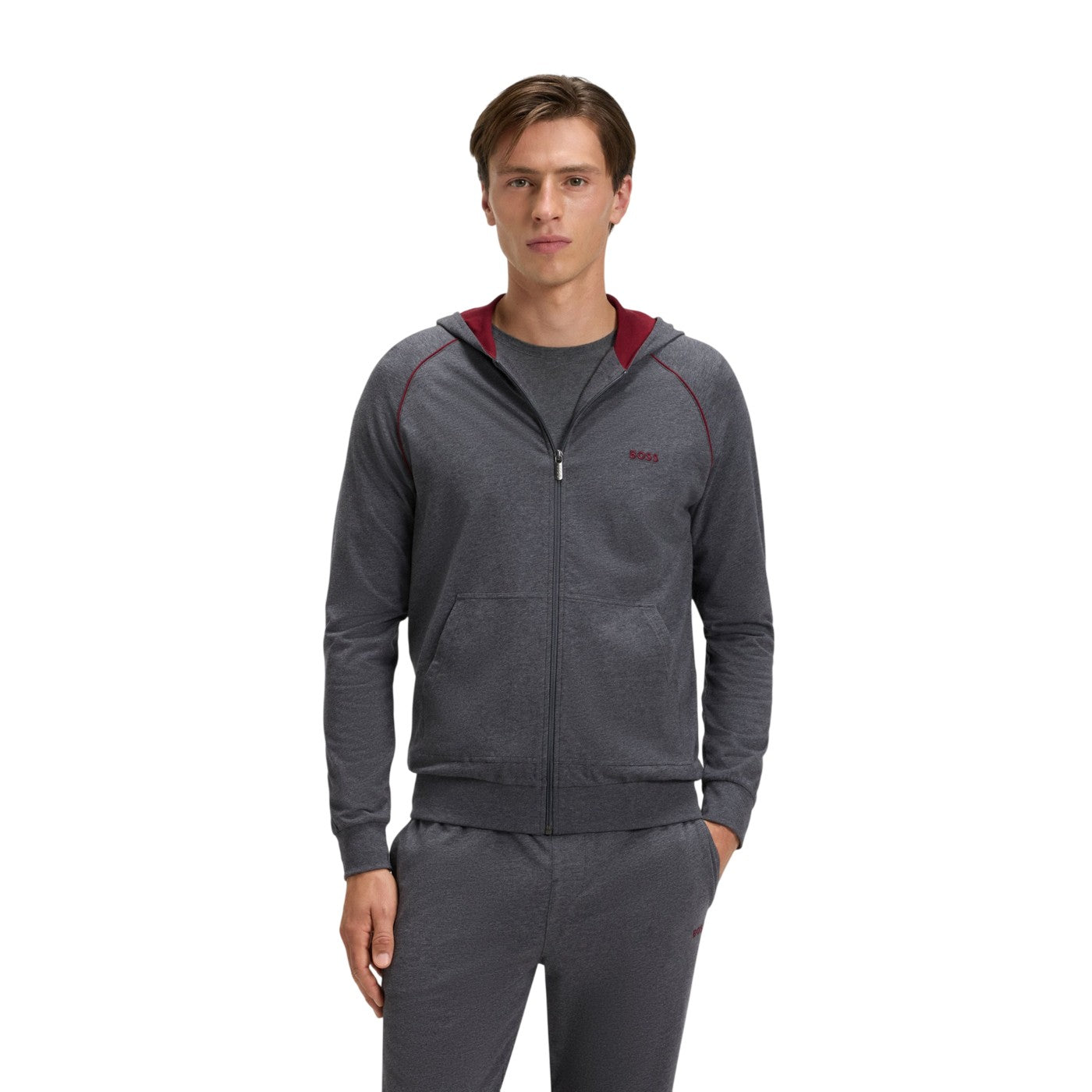 Charcoal - Lifestyle - Boss Mens Mix&Match Full Zip Hoodie