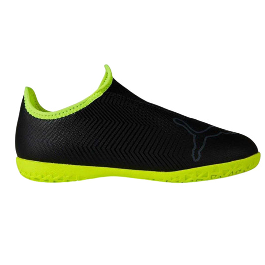 Black-Fluorescent Yellow - Front - Puma Childrens-Kids Finesse Indoor Football Shoes