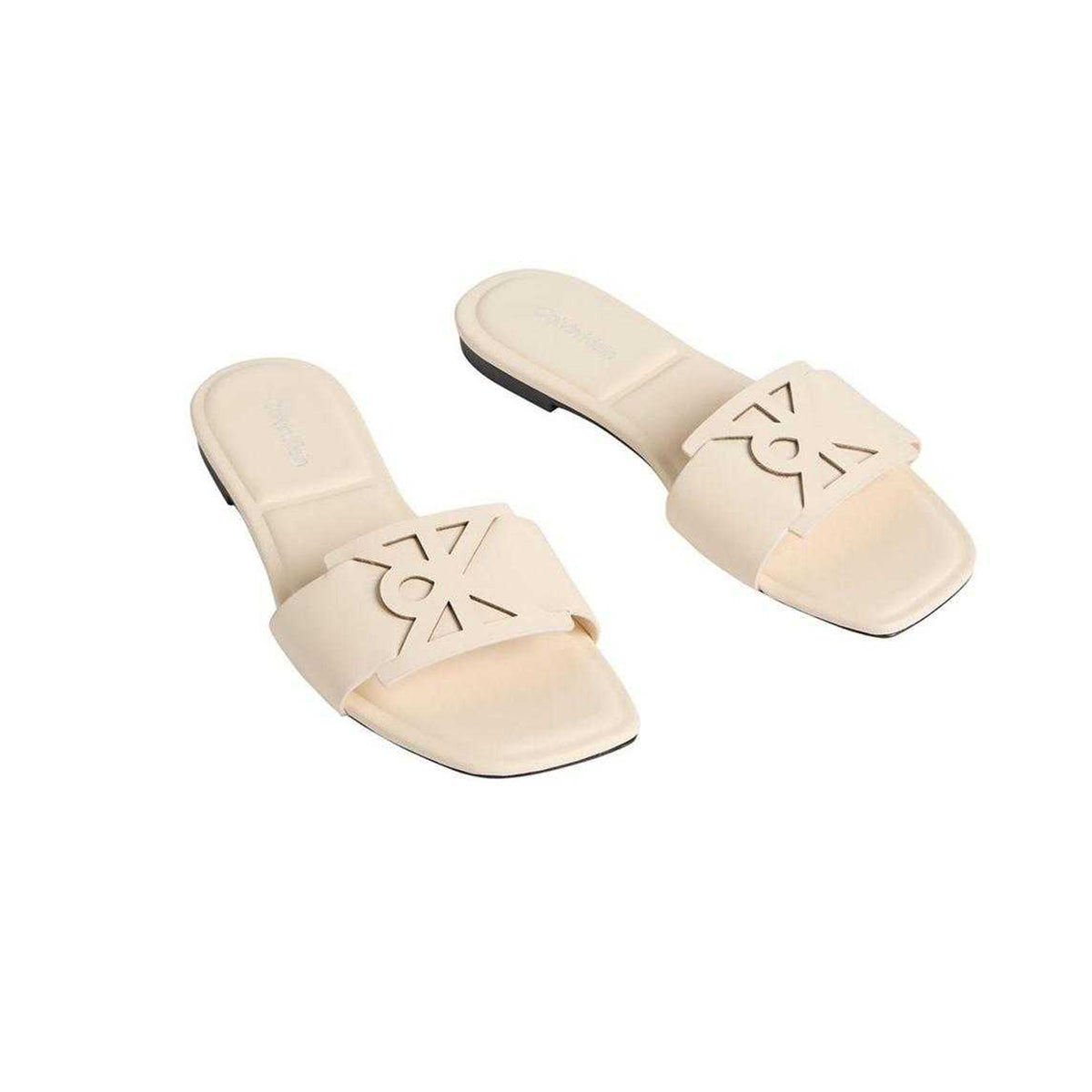 Cashew - Lifestyle - Calvin Klein Womens-Ladies Leather Square Toe Flat Sandals