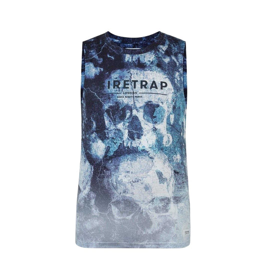 Blue - Front - Firetrap Mens Skulls Cotton Slim Vest Top