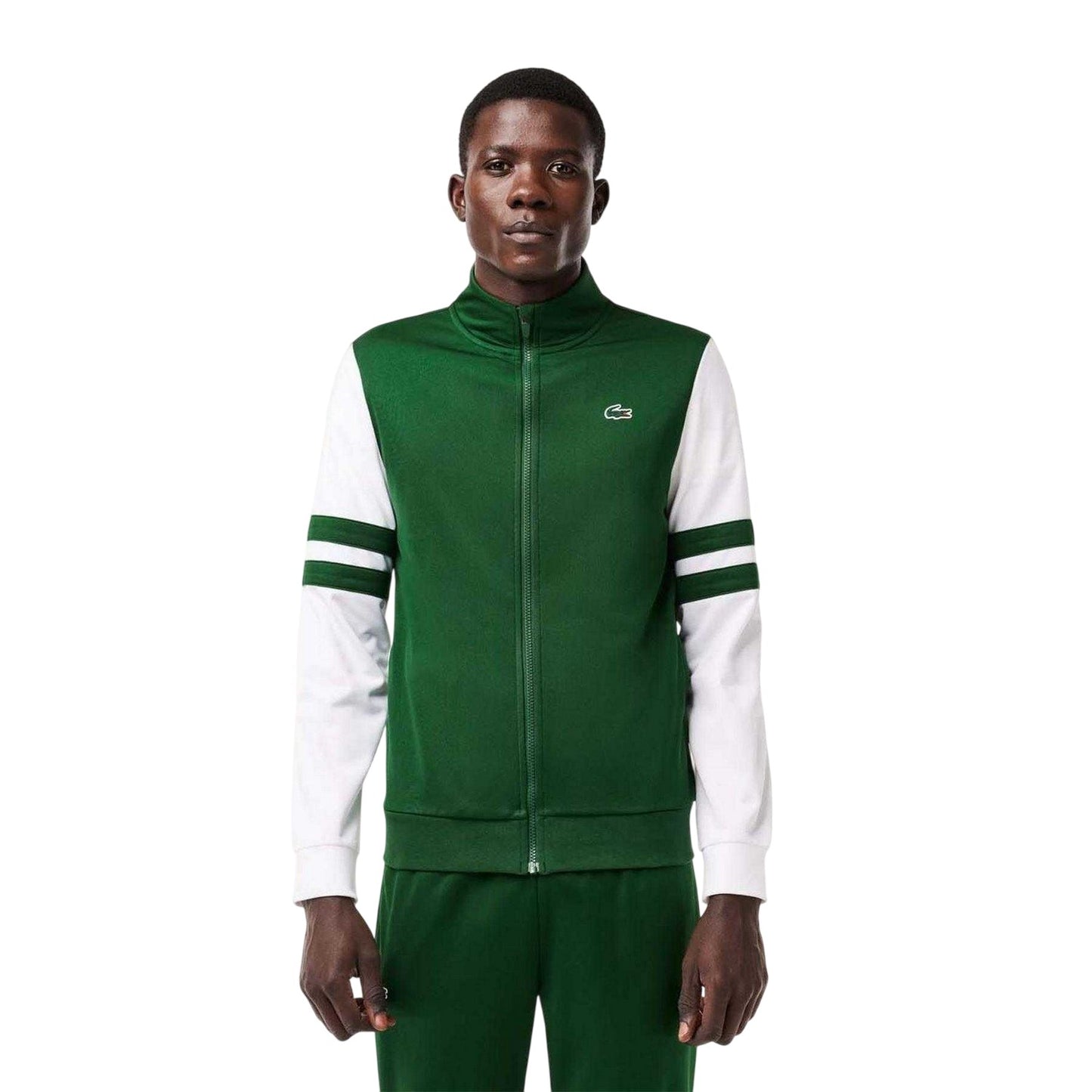 Green-White - Side - Lacoste Mens Stretch Classic Tennis Sweatshirt